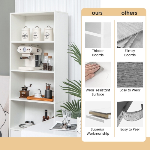 6-Tier Tall Freestanding Bookshelf with 4 Open Shelves and 2 Drawers for Storage