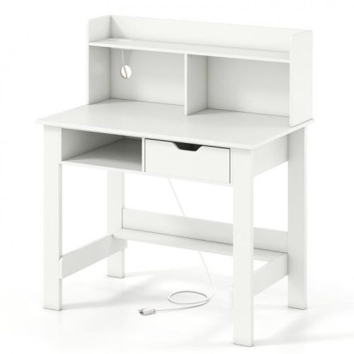 SLICKBLUE  Home Office Computer Desk With Storage Shelves And Drawer, Ideal for Work And Study