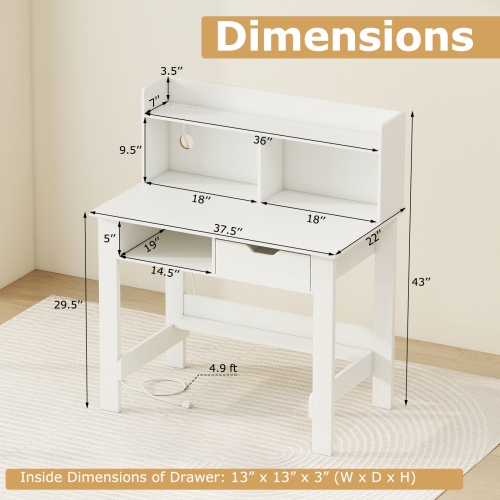 Home Office Computer Desk with Storage Shelves and Drawer, Ideal for Work and Study