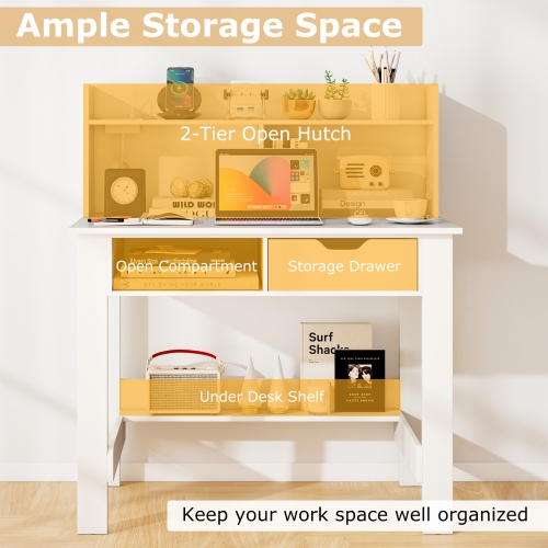 Home Office Computer Desk with Storage Shelves and Drawer, Ideal for Work and Study