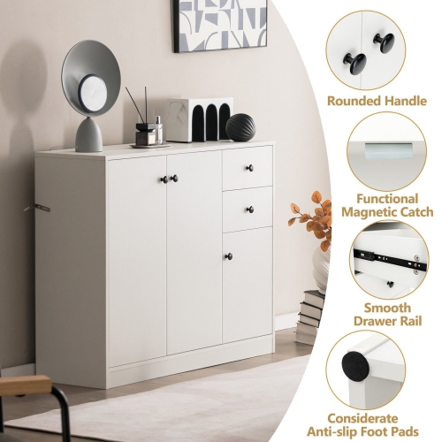 Modern Buffet Cabinet with 2 Drawers and Adjustable Shelf for Kitchen Storage