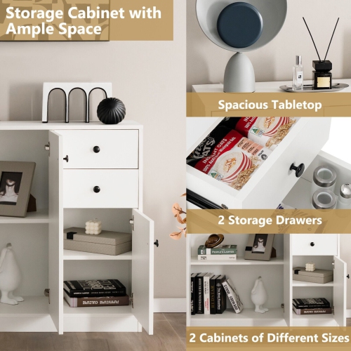 Modern Buffet Cabinet with 2 Drawers and Adjustable Shelf for Kitchen Storage