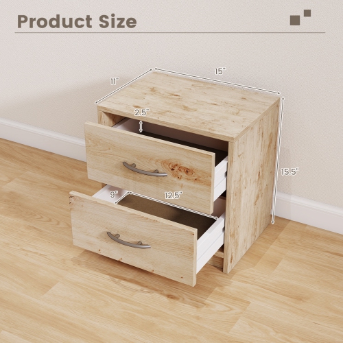 Storage Nightstand with 2 Drawers – Accent Table for Bedroom, Dorm, or Living Room