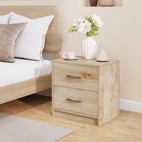 Storage Nightstand with 2 Drawers – Accent Table for Bedroom, Dorm, or Living Room