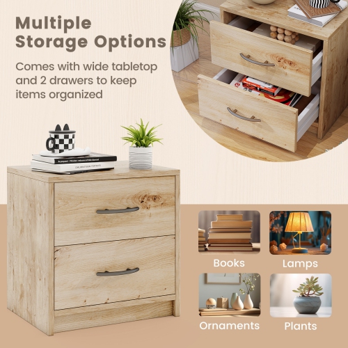 Storage Nightstand with 2 Drawers – Accent Table for Bedroom, Dorm, or Living Room