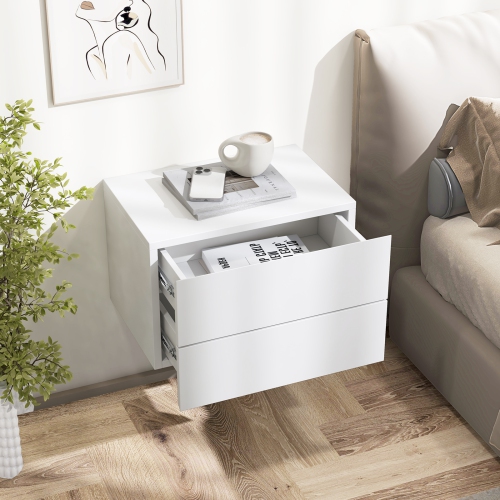 Floating Nightstand with Drawer – Modern Wall Bedside Shelf for Small Spaces