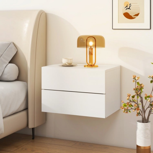 Floating Nightstand with Drawer – Modern Wall Bedside Shelf for Small Spaces