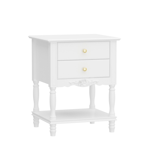 FAMAPY  Modern Nightstand With 2 Drawers – Mdf Bedside Table With Metal Handles & Soft-Close Slides, Compact Bedroom Storage Cabinet In White