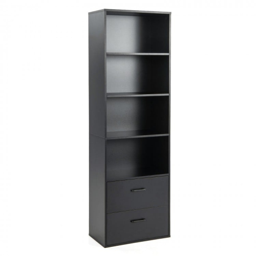 SLICKBLUE  6-Tier Tall Freestanding Bookshelf With 4 Open Shelves And 2 Drawers for Storage