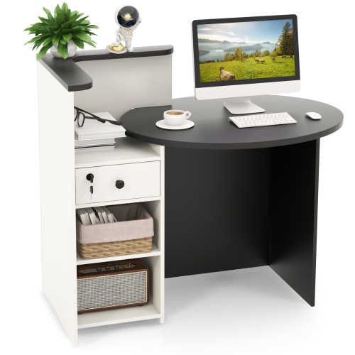 Office Desk with Open Shelf and Lockable Drawer for Organized Workspace