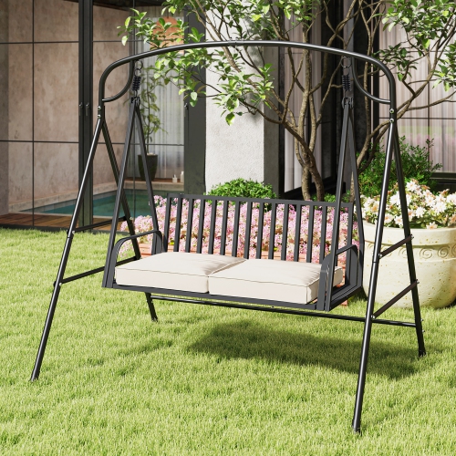 Gymax Swing Stand for Porch Heavy-Duty Metal Swing Frame w/ 2 Hanging Rings