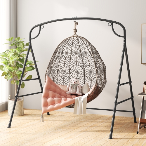 Gymax Swing Stand for Porch Heavy-Duty Metal Swing Frame w/ 2 Hanging Rings