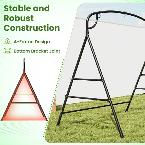 Gymax Swing Stand for Porch Heavy-Duty Metal Swing Frame w/ 2 Hanging Rings