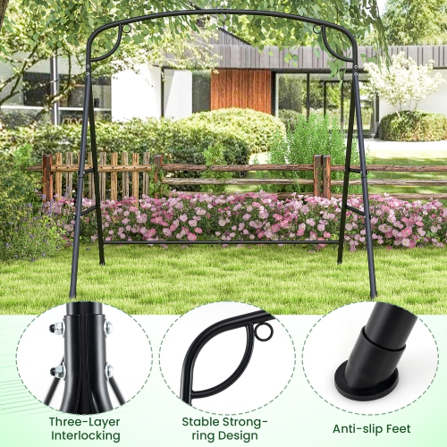 Gymax Swing Stand for Porch Heavy-Duty Metal Swing Frame w/ 2 Hanging Rings
