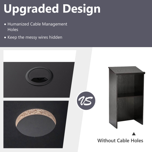 Gymax Podium Stand 46'' Hostess Stand for Speakers w/ Storage Shelf & Cable Holes