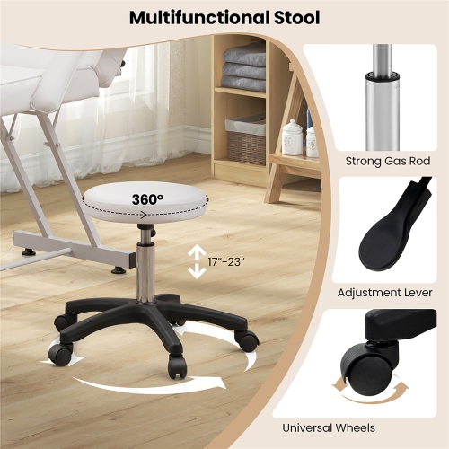 Gymax 73'' Facial Chair with Hydraulic Stool w/ Detachable Armrests & Towel Rack White