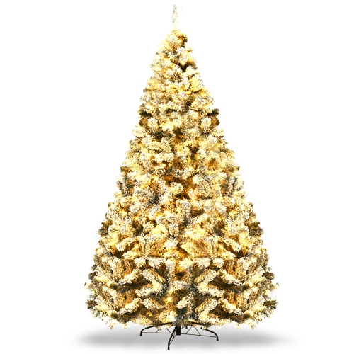 Snow Flocked Pre-Lit Artificial Tree with Hinged Branches for Seasonal Decor