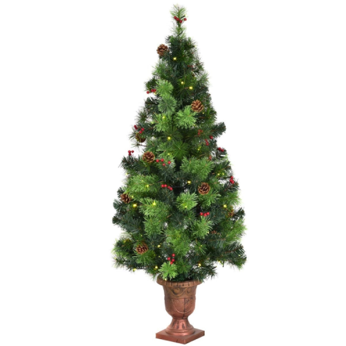 SLICKBLUE  Led Christmas Tree With Berries And Pine Cones for Festive Holiday Decor In Red
