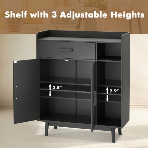 Compact Floor Cabinet with Drawer – Freestanding Cupboard Chest Organizer for Small Spaces