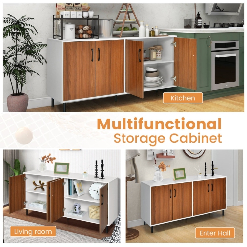 4-Door Kitchen Buffet Sideboard for Dining Room Storage and Organization