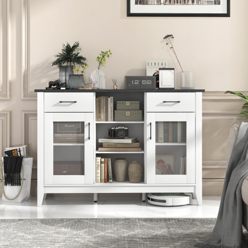 Buffet Storage Cabinet with 2 Drawers and Adjustable Shelves for Dining Room