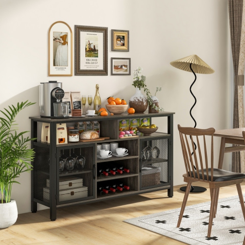 Dining Room Buffet Table – Sideboard Console with Wine Bottle and Stemware Holders