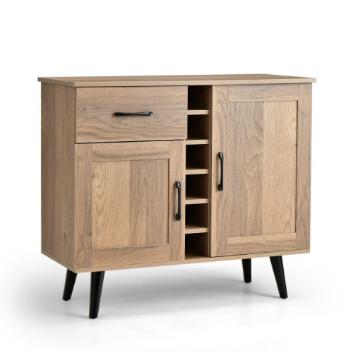 Modern Wine Bar Cabinet with 6-Bottle Rack and Storage for Dining or Living Room