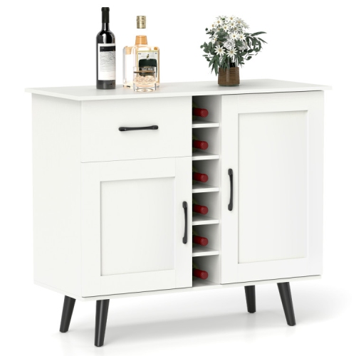 Modern Wine Bar Cabinet with 6-Bottle Rack and Storage for Dining or Living Room