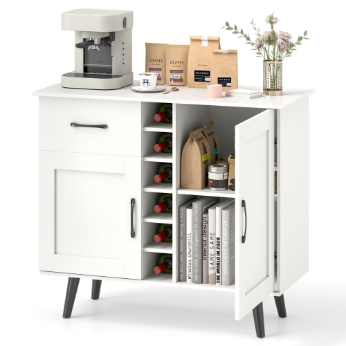 Modern Wine Bar Cabinet with 6-Bottle Rack and Storage for Dining or Living Room