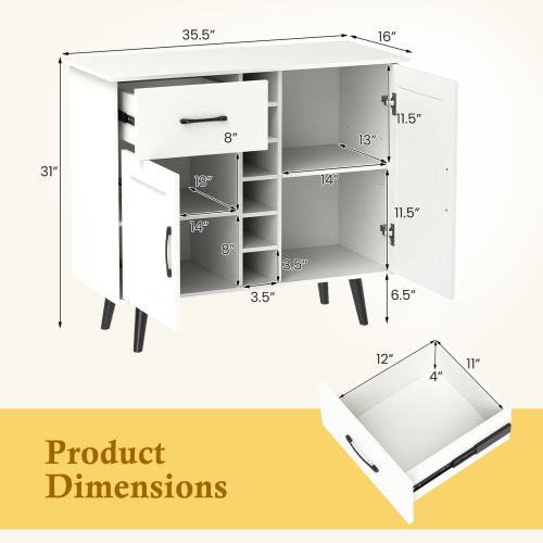 Modern Wine Bar Cabinet with 6-Bottle Rack and Storage for Dining or Living Room