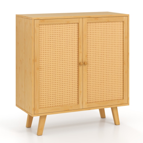 SLICKBLUE  Freestanding Kitchen Cupboard With Pe Rattan Doors And Ample Storage