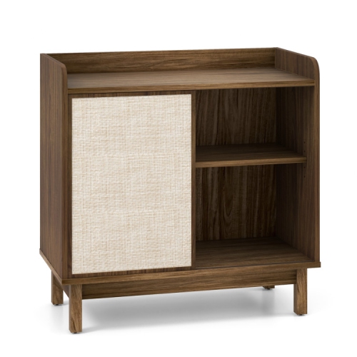 SLICKBLUE  Rattan Buffet Sideboard With Sliding Door And Adjustable Shelves for Dining Room