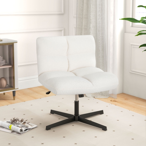 Arm less Office Chair with Cross Legs, Adjustable Height, and Imitation Lamb Fleece