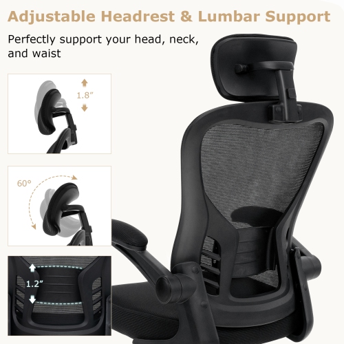Mesh Office Chair with Adjustable Height and Ergonomic Design for Home Office