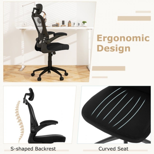 Mesh Office Chair with Adjustable Height and Ergonomic Design for Home Office