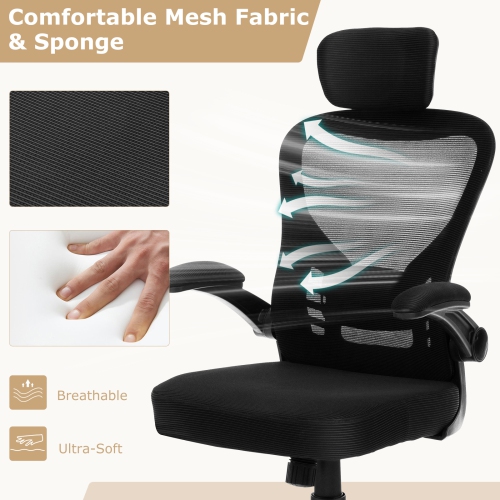 Mesh Office Chair with Adjustable Height and Ergonomic Design for Home Office
