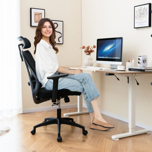 Adjustable Mesh Ergonomic Office Chair with Swivel and Rocking Backrest