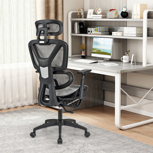 Mesh Task Chair with Tilting Backrest and Retractable Footrest for Office Use