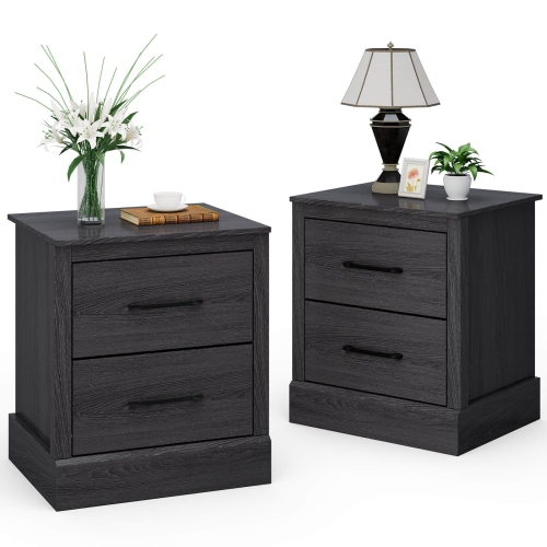 Compact Wood Nightstand with Storage Drawers for Bedroom or Living Room