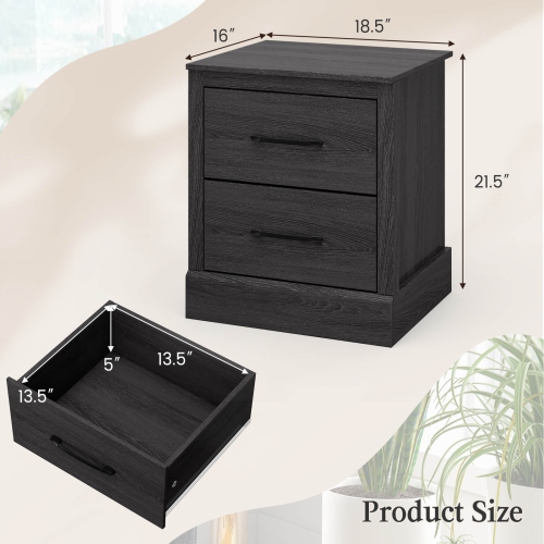 Compact Wood Nightstand with Storage Drawers for Bedroom or Living Room