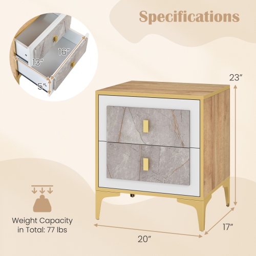 Modern Nightstand – 2 Pull-Out Drawers for Bedroom or Sofa Side Storage