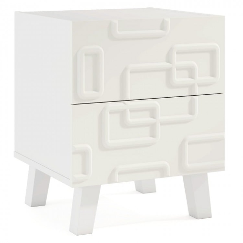 Modern Accent Nightstand – Side Table with Textured 3D Drawer Design
