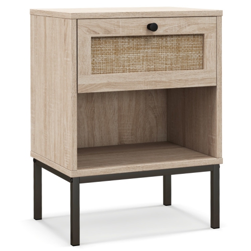 SLICKBLUE  Rattan Nightstand With Drawer And Open Shelf for Bedroom Or Living Room