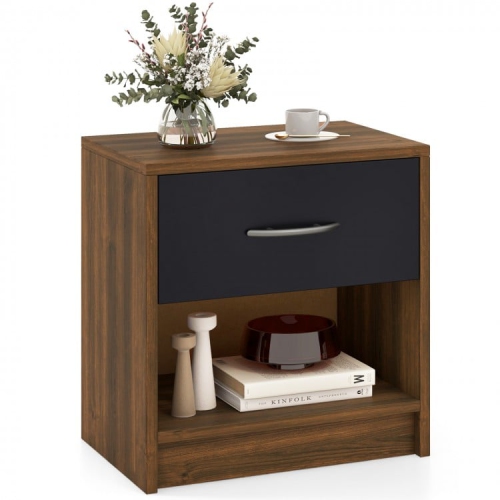 SLICKBLUE  Modern Nightstand With Drawer And Open Shelf – Bedside Storage Table for Small Spaces