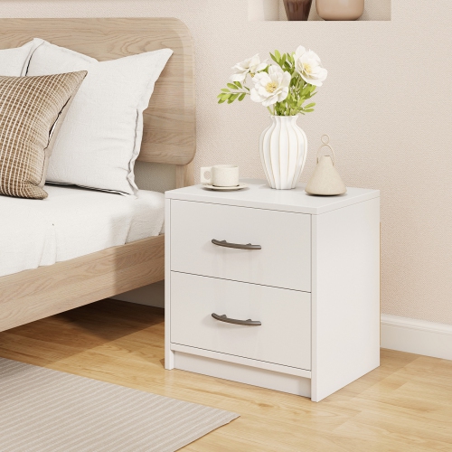 Storage Nightstand with 2 Drawers – Accent Table for Bedroom, Dorm, or Living Room