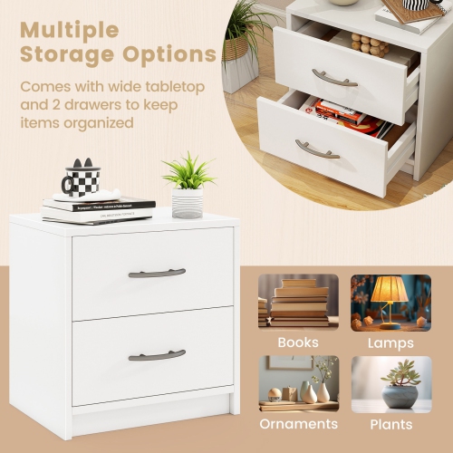 Storage Nightstand with 2 Drawers – Accent Table for Bedroom, Dorm, or Living Room