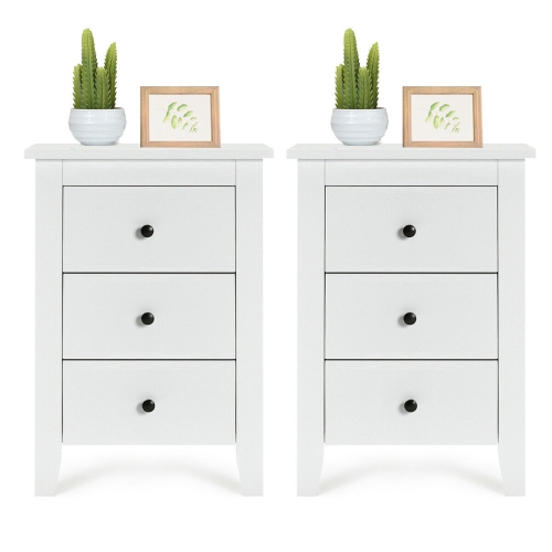 Set of 2 Modern Nightstands – Wooden Bedside Cabinets with Drawers
