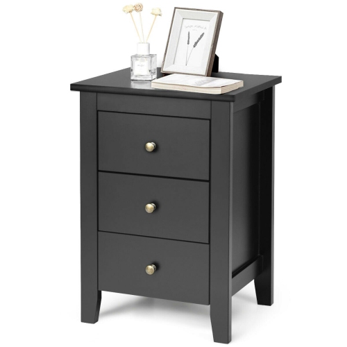 Contemporary Bedside Cabinet – Wooden Nightstand with 3 Drawers
