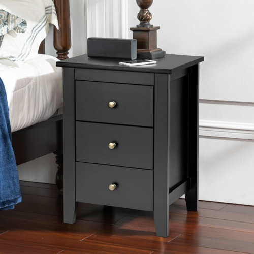 Contemporary Bedside Cabinet – Wooden Nightstand with 3 Drawers