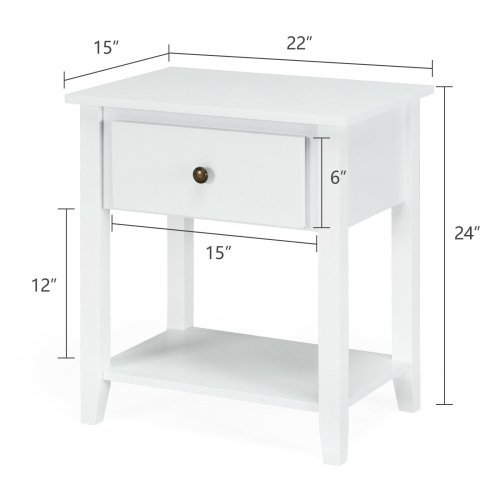 2-Tier Nightstand – Bedside End Table with Drawer and Open Shelf for Bedroom Essentials